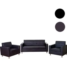 Mendler 3-1-1 Sofagarnitur Kunda, Couch Loungesofa Kunstleder, Metall-Füße ~ coffee