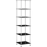 vidaXL Regal mit 6 Ablagen Vitrine Glas Glasregal Dekoregal Sammlervitrine Standregal Glasvitrine Bücherregal Vitrinenschrank Schwarz 40x40x160 cm Hartglas