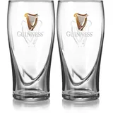 Guinness , Glas , Set aus Zwei Geprägte Schwerkraft 20-Unzen-Biergläsern mit Logo- und Harfen-Design