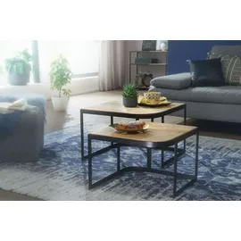 FineBuy Couchtisch FB25167 Massivholz 2er Set