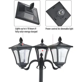 Outsunny Solar Gartenleuchte mit 3 Lampen 51,5 x 182,5 cm schwarz