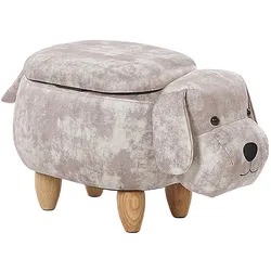 Tierhocker mit Stauraum DOGGY Samtstoff Beige