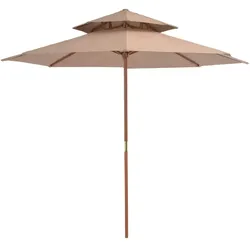 vidaXL Sonnenschirm mit Entlüftung und Holz-Mast 270 cm Taupe