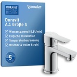 Duravit A.1 Waschtischarmatur, Größe S (Auslauf Höhe 67 mm), Wasserhahn Bad, Waschbecken Armatur, Chrom
