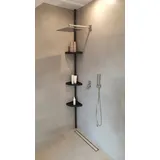 KS Handel 24 Badregal Teleskopregal 4 Böden Schwarz 70-290 cm lang Eckregal Duschablage Duschregal