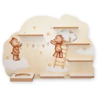 Sammel-Regal „Teddys beim Schmücken“ Regal geeignet für Tonie Box und Tonies Wandregal für Musikbox und Figuren ideales Kinder-Regal zum Spielen und Sammeln ca. 55x41 cm (Teddys beim Schmücken)