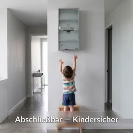 Karat Medizinschrank Allen Abschließbarer Arzneischrank mit Glastür Silber 60 x 30 cm 4 Fächer