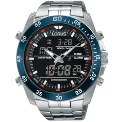 Chronograph LORUS "RW623AX5", silber (silberfarben), Armbanduhren, Herren, Armbanduhr, Quarzuhr, Herrenuhr, Stoppfunktion, Digitalanzeige, Datum