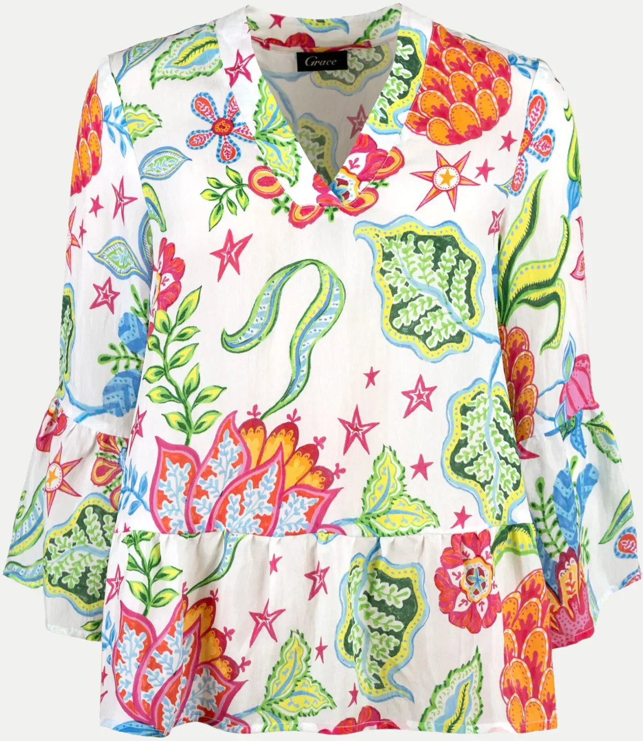 Bluse mit Alloverprint Mehrfarbig S