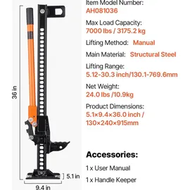 Vevor Wagenheber Stahl 915 mm grau 3,18 t belastbar