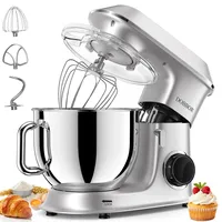 9.5L Küchenmaschine Knetmaschine 1500W, DOBBOR Rührmaschine mit Rührbesen, Knethaken, Schlagbesen, Spritzschutz, 7 Geschwindigkeit Planetarisches Rührsystem, leise und multifunktional (zilver)