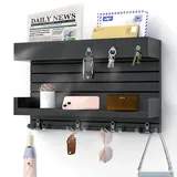 Hisadefe Schlüsselbrett mit Ablage Wand Schlüsselhalter mit 4 Doppel Schlüsselhaken Schlüsselbrett aus Holz Regal Schlüsselorganisation Postorganisation rustikale Wohnkultur für den Eingangsbereich