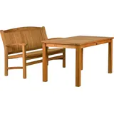 Garten-Essgruppen Premium Teak Sitzgruppe aus 1 Bank 120 cm und 1 Tisch 120 x 80 cm hochwertiges Set aus Teak Gartenbank und Esstisch - Naturbelassen
