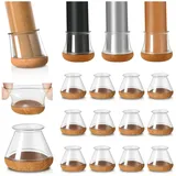 20 Stück Stuhlbeinkappen Silikon Transparent Bodenschoner für Stuhlbeine mit umwickeltem Filz, Stuhlbeinabdeckungen, Möbelfüße, Polster, kein Lärm, Keine Kratzer, Durchmesser 20-30mm