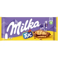 Milka TUC – Alpenmilch-Schokolade mit knusprigen Mini-Crackern – 87g (Packung mit 9)