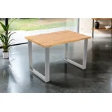 Esstisch 120x80 cm Baumkante Holz Wildeiche-Optik U-Gestell Metall silber JOSY - Naturbelassen