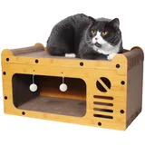 Giznzg Kratzbrett für Katzen,Kratzpad Lounge Kratzpappe Katzenhaus mit Höhle