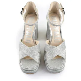 Buffalo High-Heel-Pumps BUFFALO "Buffalo Cross -Vegan Glitter", Damen, Gr. 38, silber, Kunstfaser, unifarben, Schuhe