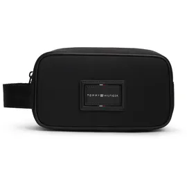 Tommy Hilfiger Kulturbeutel TOMMY HILFIGER "TH FOUNDATION WASHBAG", Gr. B/H/T: 23cm x 13cm x 10cm, schwarz, Textil, Taschen Kulturbeutel, Unisex Kulturbeutel, Minibag, Waschbeutel mit Logoschriftzug