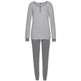 S.Oliver Damen Pyjama grau-meliert-ecru-gestreift Gr.52/54