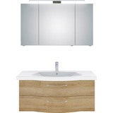 Saphir Badmöbel-Set »6005 Sprint Keramik-Waschtisch mit LED-Spiegelschrank, 122 cm breit«, (2 St.), braun