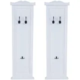 MCW 2er-Set Garderobe H33, Wandgarderobe Garderobenpaneel, Wandhaken Holz 109x28x4cm ~ weiß lackiert