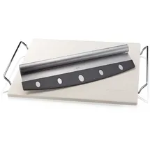 GEFU Pizzastein eckig 38 x 30 cm Edelstahl - Keramik weiß