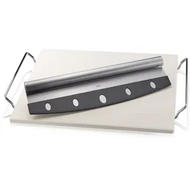 GEFU Pizzastein eckig 38 x 30 cm Edelstahl - Keramik weiß