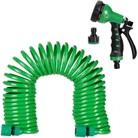 Relaxdays Gartenschlauch mit Brause, flexibel ausziehbar bis 10m, Spiralschlauch,