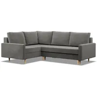 Mebligo - Ecksofa mit Schlaffunktion und Bettkasten Blank, Eckcouch mit Ottomane Links, Sofa L Form 223 x 172 x 88 cm, Couch Wohnzimmer, Ecke Sofa Wohnlandschaft, Schlafsofa - Hellgrau