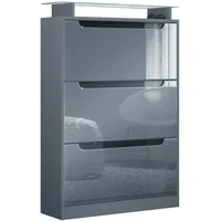 Vladon Schuhschrank, Grau, Holzwerkstoff, 89x128x23 cm, Garderobe, Schuhaufbewahrung, Schuhkipper