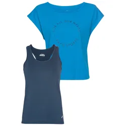 Trainingsshirt »2-tlg. Shirt & Top«, (Spar-Set, 2 tlg.), Top mit Ringerrücken, Gr. 40/42, Royalblau-Navy, , 76079520-40