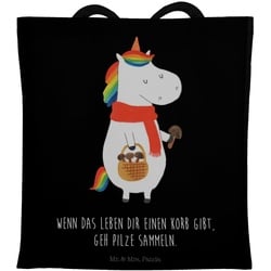 Mr. & Mrs. Panda Tragetasche Einhorn Pilz – Schwarz – Geschenk, Pegasus, Einhorn Deko, Einhörner, (1-tlg) schwarz