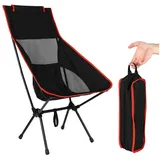 TWSOUL Klappstuhl Outdoor-Camping-Klappstuhl, Picknick-Stuhl, Angelstuhl, Strandstuhl, 600D Oxford-Gewebe, Rutschfestes Schuhwerk schwarz