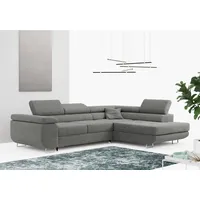 MKS MÖBEL Ecksofa GUSTAW-L, Set, Wellenfedern, T30-Schaum, Bettkasten, Kopfstützen, mit Schlaffunktion und Bettkasten, L-Form, Wohnlandschaft grau