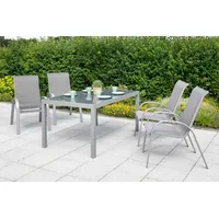 Merxx 5-teilig Amalfi Set 4 Amalfi Stapelsessel 1 Tisch 150 x 90 cm diamantbraun