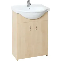 Multi Simple Badezimmerschrank mit Waschbecken 55,5x85x42,4 cm Birke SIMPLE55BR