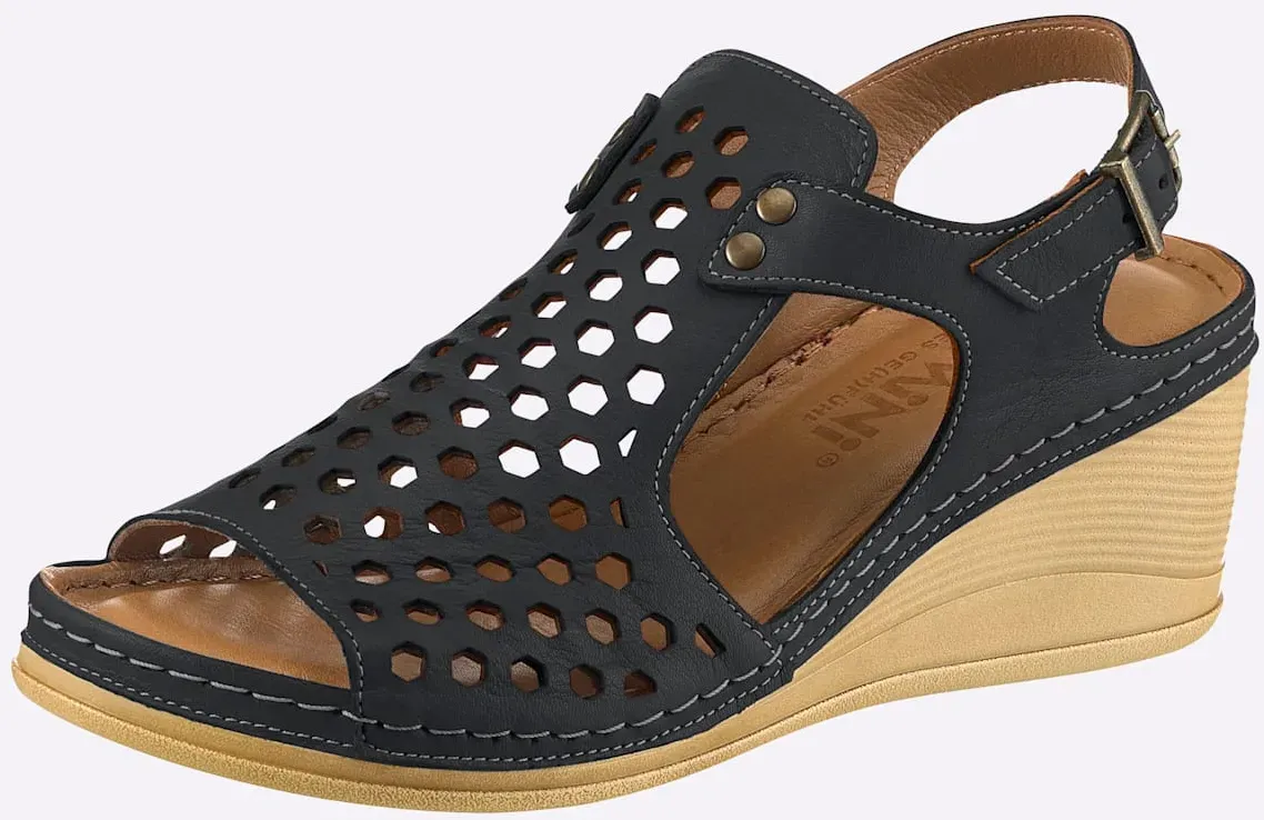 Sandale GEMINI, Damen, Gr. 40, jeansblau, Glattleder, Schuhe Sandale