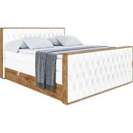 altdecor Boxspringbett mit Matratze und Lattenrost, Topper, Fußteil,Polsterbett mit Bettkasten, Bett mit Stauraum H3- und H4- Matratze, Doppelbett... - Weiß