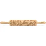 Folkroll "3D-Motiv-Teigrolle", braun, L:43cm, Buchenholz, Teigroller, Maritim