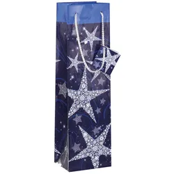 Sigel GT027, Geschenkverpackungstasche, Blau, Silber, Abbildung, Papier, Weihnac