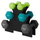 SONGMICS Hantel-Set Kurzhanteln, Hantel Set 12kg, Hexagon, Neopren Hanteln grau|grün