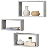 [en.casa] Mandal Wandregal 3 tlg. 40 x 12 x 10 cm Grau
