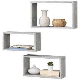 [en.casa] Mandal Wandregal 3 tlg. 40 x 12 x 10 cm Grau