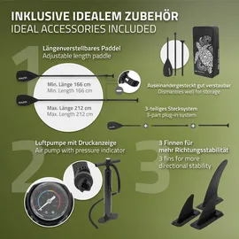 ECD Germany SUP Board Stand Up Paddle Board 308 x 78 x 10 cm olive