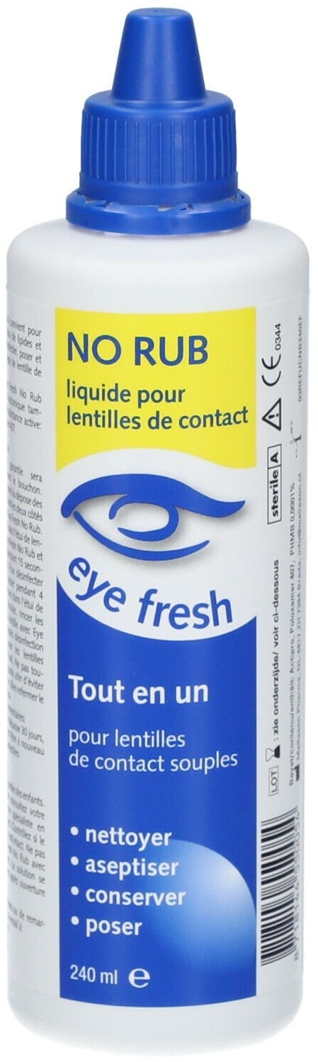 Eye Fresh No Rub Lentilles de Contact Souples 240 ml solution de conservation et de nettoyage
