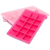 Intirilife 2x Eiswürfelformen in PINK – 2er Set à 15 Fächer Eiswürfel Silikonformen mit Deckel – Flexibler Eiswürfelbehälter Verschließbar