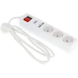 3 Fach Steckdosenleiste mit Kippschalter, 2X USB, Mehrfachsteckdose, Steckerleiste