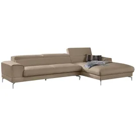 W.Schillig Ecksofa »piedroo, Designsofa mit tollem Sitzkomfort, bequem und elegant, L-Form«, Kopfteilverstellung, wahlweise mit Sitztiefenverstellung, Breite 343cm braun