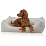Knuffelwuff Hundebett aus Cord mit Handwebcharakter Nunavut Orthopädisch XXL 120 x 85cm Hellgrau